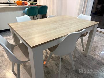 Tavolo in laminato legno e bianco 140cm allungabil