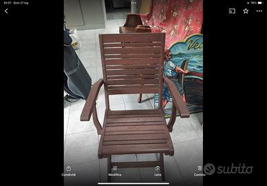 Sei poltrone in legno trattato da esterno