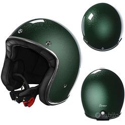 CASCO JET VINTAGE MOTO STORMER VERDE GLITTERATO