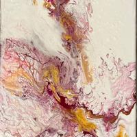 Quadro Astratto moderno bianco/magenta/oro 20x25