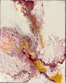 Quadro Astratto moderno bianco/magenta/oro 20x25