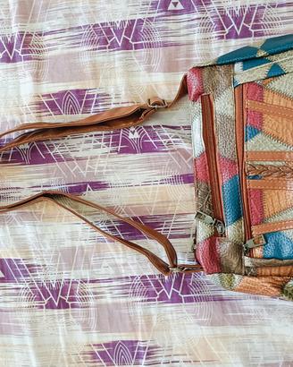 Borsa a tracolla patchwork multicolor