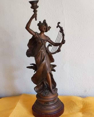 Statua in antimonio firmata Aug. Moreau – 58 cm –