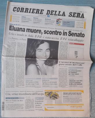 Giornale Morte Eluana Englaro Corriere della Sera