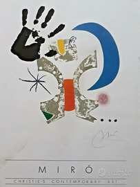 JOAN MIRO Poster firmato 70x55cm BONJOUR MAX ERNST