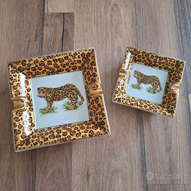 posacenere stile Hermes leopardo oro ceramica