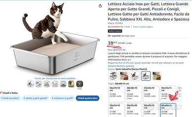 Lettiera per gatto in Acciaio Inox nuova mai usata