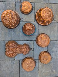 8 stampi decorativi da parete in rame