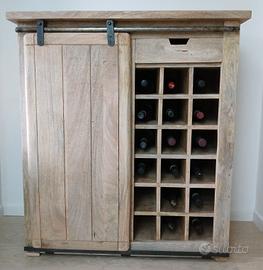 Mobile portabottiglie legno di mango 