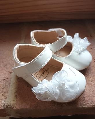 Ballerine neonata bianco fiori