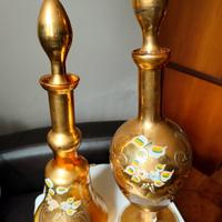 decanter vintage in vetro dorato di Murano
