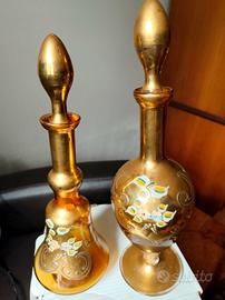 decanter vintage in vetro dorato di Murano