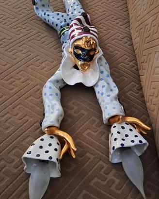 Arlecchino vintage in ceramica italiana di Otello 
