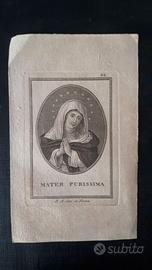 stampa carta incisione madonna antica 800 vintage