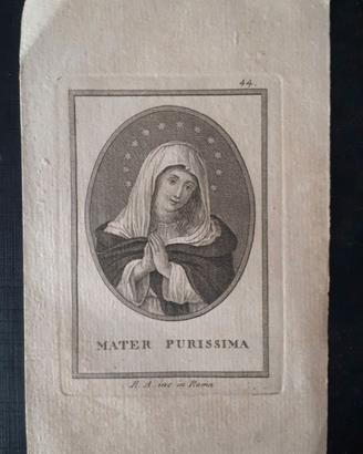 stampa carta incisione madonna antica 800 vintage