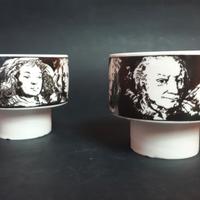 Pietro Annigoni Coppia Tazze Porcellana d'arte Eva