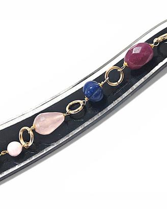 Bracciale: Rubino, Zaffiro, Quarzo Rosa, diaspro