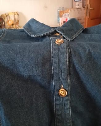 vestito di jeans x donna con colletto e 2 tasconi 