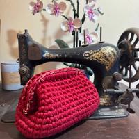 Borsa uncinetto rossa chiusura 15,5cm