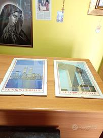 LOTTO DI 2 QUADRI CON STAMPA TORRI GEMELLE 2001