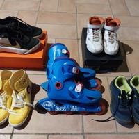 5 paia scarpe nike jordan pattini a rotelle 35 36