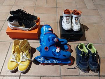 5 paia scarpe nike jordan pattini a rotelle 35 36