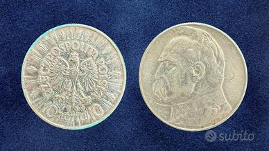 10 Zloty 1936 Argento Polonia Piłsudski moneta