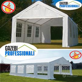 Tendone gazebo 6x4 pvc IGNIFUGO bianco finestre