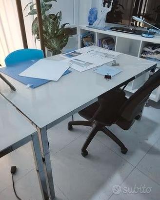 Scrivania in vetro (bianco opaco)