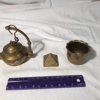 Tris Ottone Lampada Piramide Portacandele Vintage