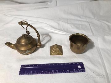 Tris Ottone Lampada Piramide Portacandele Vintage