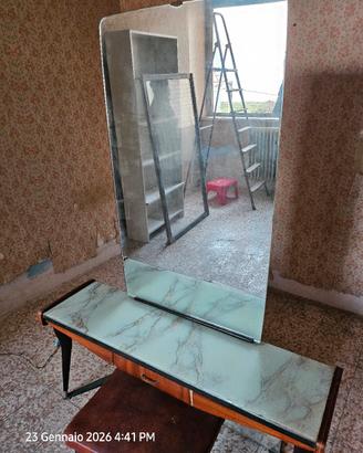 Mobile Toilette Anni '50 con Specchiera e Sgabello
