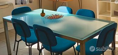 Tavolo da pranzo/scrivania in vetro opaco