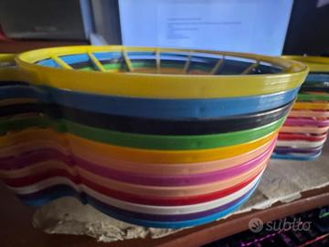 12 Porta piatto+bicchiere in plastica vari colori