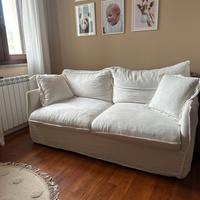 Divano letto matrimoniale in lino bianco
