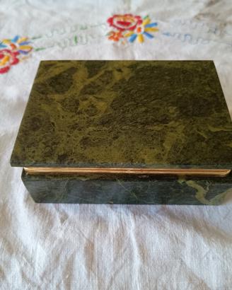 Portagioie Vintage Marmo Verde Serpentino e Ottone