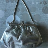 Pochette argento , in pelle, vintage, anni 50