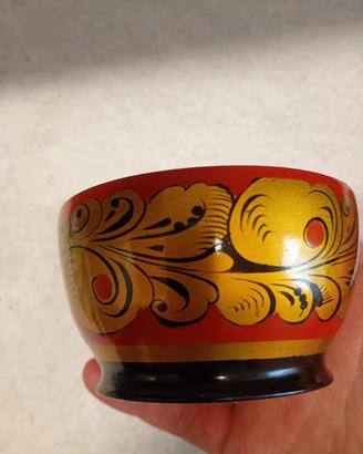 Ciotola  Khokhloma russa vintage  in legno 