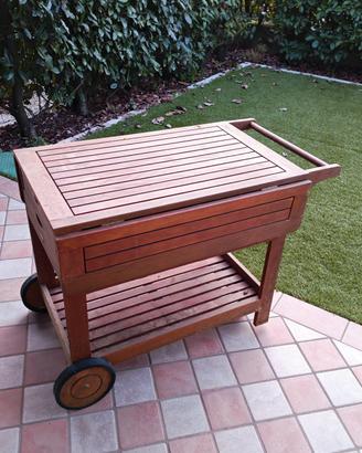 carrello porta vivande in legno