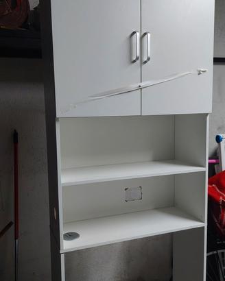 COLONNA PORTA LAVATRICE DA BAGNO CON ANTE BIANCO