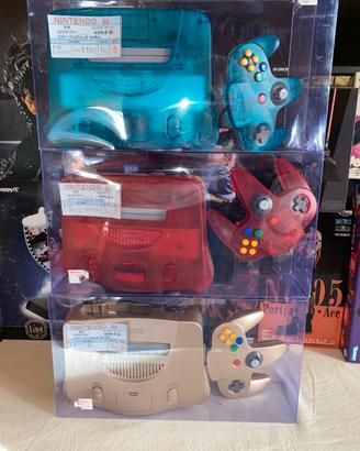 Nintendo 64 jap gold crystal red Cristal blue