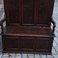 Cassapanca trono stile liberty antica in noce