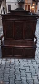 Cassapanca trono stile liberty antica in noce