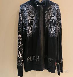 Felpa con zip  Plein Sport stampa Leone cotone 
