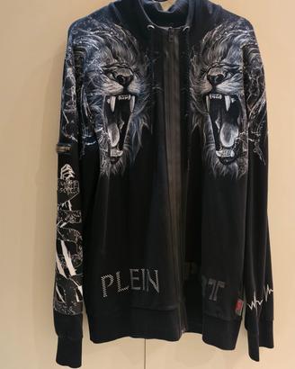 Felpa con zip  Plein Sport stampa Leone cotone 