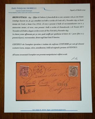 1893 busta certificata Borrelli