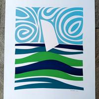 Serigrafia originale anni 70 sogg. Vela