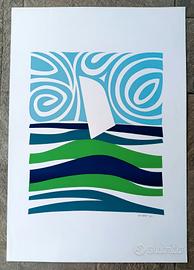 Serigrafia originale anni 70 sogg. Vela