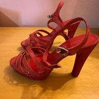 Sandalo rosso glittarti tacco 10 numero 36