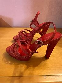 Sandalo rosso glittarti tacco 10 numero 36